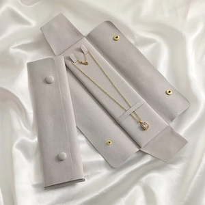 Luxury Velvet Snap Closure Jewelry <b>Envelopes</b> With Custom Logo For Necklaces And Fine Jewelry - Product Image 3