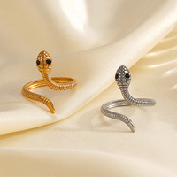Cincin Berbentuk Ular Minimalis Terinspirasi Mode Eropa dan Amerika untuk Wanita, Gaya Etnik Vintage dengan Motif Tetesan Minyak.