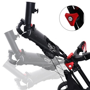 COMMENT VRAI Vente en gros Chariot de golf pliable en alliage d'aluminium Chariot de golf noir à 3 roues avec porte-parapluie Frein à pied - Product Image 5