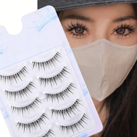 Nouvelles 5 paires de faux cils pointus à tige rigide effet mouillé, courbure naturelle, couleur nude, pour usage quotidien