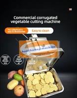 Automatische elektrische aardappel-golfvormige snijmachine, friet snijder, crinkle cutter voor aardappelen, 4-zijdige aardappelgolf snijmachine