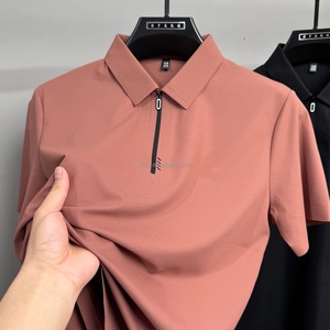 Polo en soie glacée à demi-zip, manches courtes, été, sans repassage, col business, décontracté, logo <span class=keywords><strong>cheval</strong></span>, t-shirt - Product Image 4