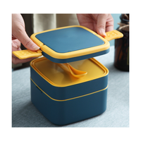 Boîte à lunch portable avec poignée, en plastique alimentaire pour enfants, 2 compartiments, compatible micro-ondes, chauffe-plat en plastique – Offre spéciale