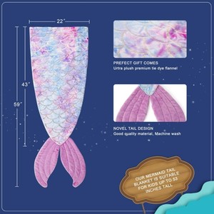 Mermaid Tail Blanket for Girls All Seasons Soft Premium Colorful Fish Scale Design <strong>Snuggle</strong> - Product Image 2