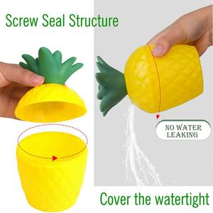 Taza de plástico de grado alimenticio para fiesta hawaiana, taza de piña con tapas y pajitas para Luau, jungla de verano - Product Image 2