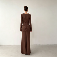 Robe Longue Décontractée et Élégante pour Femme, Couleur Unie, Coupe Ample, Nouvelle Collection Printemps-Été 2026 Europe-Amérique