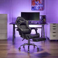 Chaise de bureau pivotante de qualité supérieure, roulement fluide, entièrement noire, nouveau logo, chaise de gaming pour adultes avec repose-pieds massant
