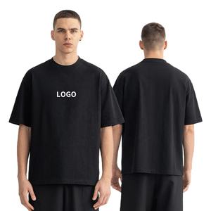 Conception de logo imprimé personnalisé Boxy luxe de haute qualité 100% coton goutte épaule unisexe col montant poids lourd t-shirt surdimensionné hommes - Product Image 2