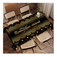 Nappes Ramadan Mubarak, décorations de table pour fête Eid Mubarak, fournitures de fête Ramadan Kareem, nappe rectangulaire noire et dorée