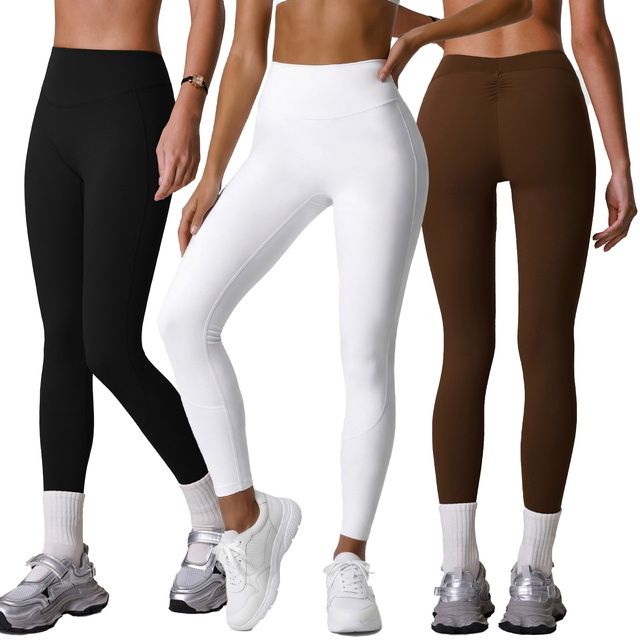 Women's High Waist Yoga Pants Solid Pattern Butt Lifting Speed Dry Fitness Activewear Tight Pilates & Running Sports Leggings