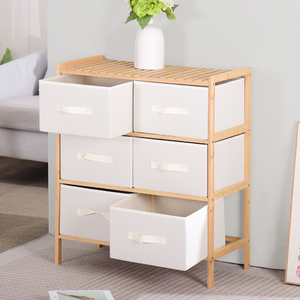 Moderner 3-lagiger Bambusrahmen-Aufbewahrung schrank mit Stoff behältern 3 & 6 Schubladen Kommode für Schlafzimmer Toy Organizer & Toy Storage Unit - Product Image 5