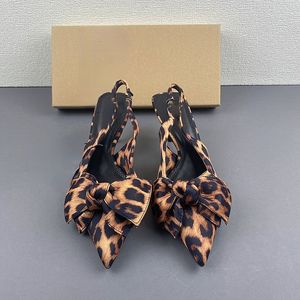รองเท้าส้นสูง Leopard Chaussure Femme Bow รุ่นสลิงแบ็คสำหรับผู้หญิง ปี 2025 - Product Image 3