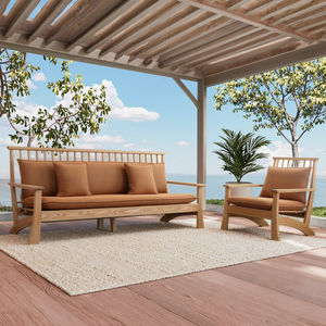 3-सीटर छोटे स्पेस सोफा-ठोस लकड़ी स्पंज-बाहरी होटल के रहने वाले कमरे के लिए - Product Image 1