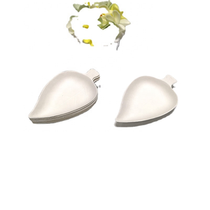 Piatto per salsa di canna da zucchero di forma irregolare compostabile Mini piatto biodegradabile a forma di foglia piatto da Dessert in polpa di bagassa per salsa - Product Image 4