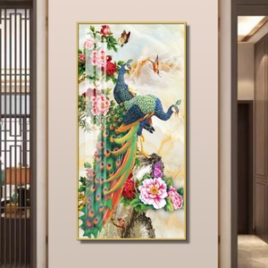 Cuadro de Porcelana con Cristales y Diseño de Pavo Real a Color, Impresión HD, Decoración para el Hogar, Sala de Estar, Pasillo, Entrada, Arte Mural LED - Product Image 3