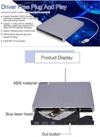 Unidad de Grabación y Reproducción de CD/DVD Externa USB 3.0 para Computadora Portátil, de Escritorio, Windows, Mac, PC