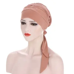 Mũ Turban Hồi Giáo Cho Phụ Nữ Pre-tied Chemo Beanies Mũ Bandana Khăn Trùm Đầu Quấn Cho Phụ Kiện Tóc Ung Thư