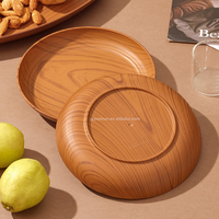 Assiettes creuses réutilisables écologiques en plastique léger, motif grain de bois, pour cuisine/restaurants, salades/desserts/collations