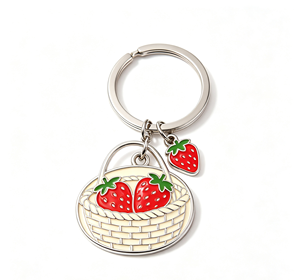 Porte-clés en métal personnalisé en émail, panier de fraises, alliage de zinc, léger, cadeau promotionnel - Product Image 3