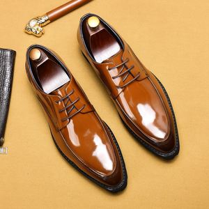 <b>Mens</b> Glossy Leather Oxfords Round Toe Lace-Up Lightweight Breathable <b>Dress</b> Shoes for Business Formal Casual Comfort All Seasons - Product Image 5