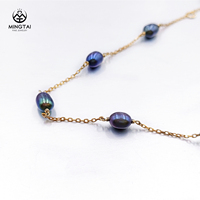 Bracelet en argent Sterling 925 plaqué or avec perle d'eau douce de couleur bleue, à la mode, offre spéciale
