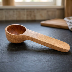 Cuchara Redonda Pequeña de Madera Natural Pulida a Mano, Ecológica, Estilo Simple, Utensilios de Cocina, Cubertería - Product Image 1