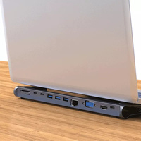 Station d'accueil 12 en 1 HUB type-c double compatible HDMI VGA Audio TF/SD Ethernet PD USB C pour ordinateur portable MacBook PRO Station d'accueil
