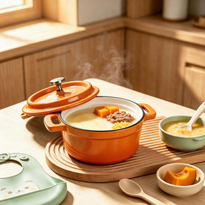 Mini cocotte en fonte émaillée 1qt - 10cm, petite marmite pour soupes, sauces et aliments pour bébés, cocotte française - Product Image 4