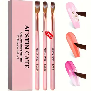 3pcs/Set Nylon Acrylic Nail Brush Set - Size 8/10/14 Nail Brushes For Acrylic Application Nail Art Brushes For Acrylic Powder