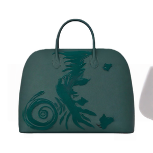 Sac à main en cuir véritable pour femme, sac de luxe à poignée supérieure grande capacité avec motif de créature mythique en relief pour dames - Product Image 4