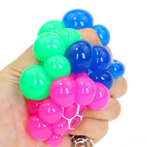 Mesh Grape Glitter Squishy <b>Squeeze</b> <b>Ball</b> Fidget Toy Key Ring TPR Children Sensory Play - Product Image 3