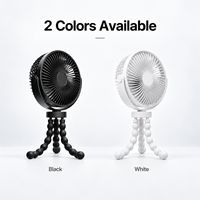 Ventilateur portable Octopus Clip USB rechargeable, mini-ventilateur en plastique avec moteur sans balais 5V, autonomie de 4 à 9h pour poussette, bureau et extérieur