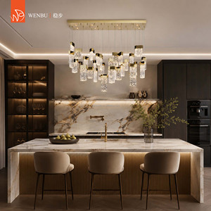 Lustre rond de luxe en acier inoxydable de haute qualité, verre artisanal - Product Image 3