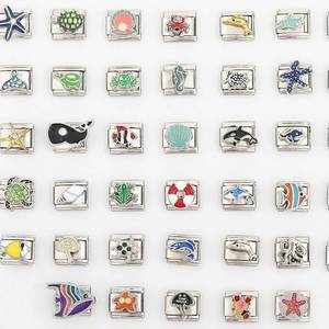 Stainless Steel Italian Module Bracelet Series Ocean Style DIY Elastic Bracelet Gold Plated Italian <b>Charms</b> Diamond Main Stone - Product Image 1
