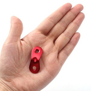 Aluminum Alloy Double Eye Paracord Adjustment Plate 39x16mm Red For Tent Tarp Windproof Rope Fixing Buckle - Product Image 3