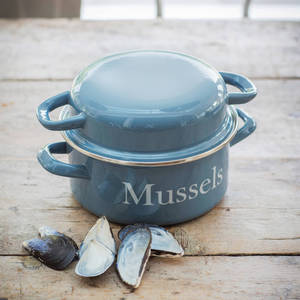 Chinese Professional Manufacturer Custom Pattern Enamel Cast Iron Seafood <strong>Mussels</strong> Deep <strong>Pot</strong> for Restaurant - Product Image 1