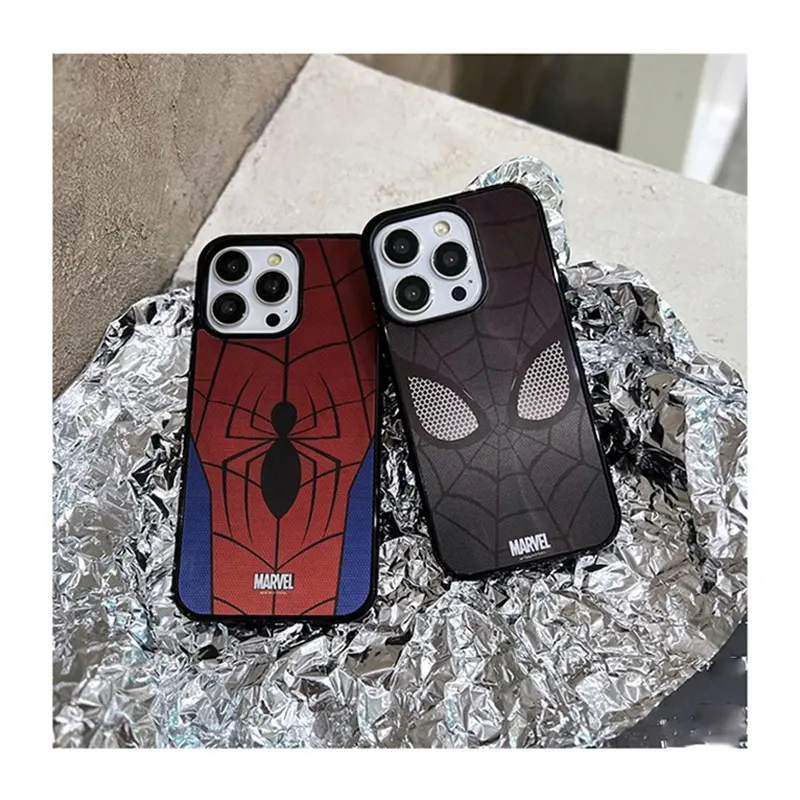 スパイダーマンクールスタイルforiPhone 15 pro max 11 12 1314携帯電話ケース磁気漫画マーベル3Dファンタジー画像裏表紙