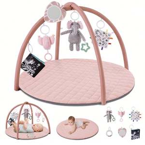 Tapis de jeu pour bébé avec 6 jouets détachables Tapis d'activités pour le développement sensoriel et moteur par étapes - Product Image 2