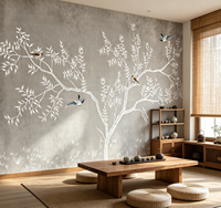 Papier peint mural personnalisé de style chinois avec des motifs floraux et d'oiseaux, papier peint auto-adhésif pour la chambre à coucher, le salon, la maison, l'hôtel, décoration murale