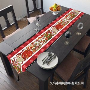 Double Layer Retro Snowman <b>Table</b> Runner Home Tablecloth <b>Decorations</b> Linen/Polyester Fabric Durable Digital Printing for <b>Party</b> - Product Image 4