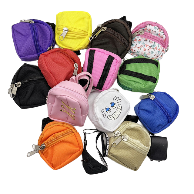 Newest Mini Small Double-shoulder Zipper Wallet Key Chain Doll Backpack Shaped Coin Purse Keychain Bag Women Kids Toy Keyring