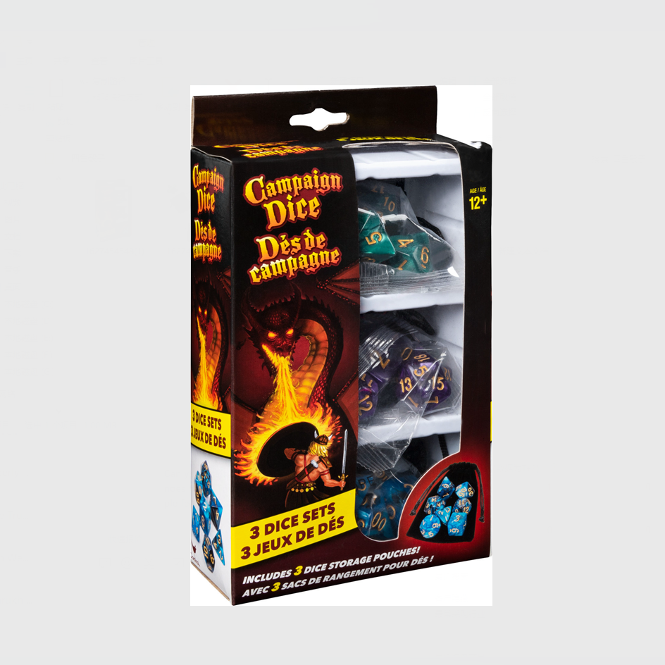 Campaign Dice for Role-Playing Games, 3 sets of 7 with Storage Pouches
