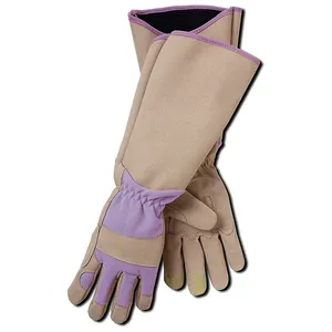 Brown Purple professional flexibility comfort long forearm protection padded palm rose pruning puncture thorn gardening gloves