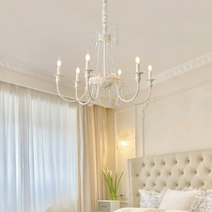 โคมไฟระย้าสไตล์ฝรั่งเศสแบบหรูหราเบาๆ บรรยากาศแบบอเมริกัน วินเทจ สำหรับห้องนอน ห้องรับประทานอาหาร พร้อมโคมไฟตกแต่งแบบเทียนสำหรับห้องนั่งเล่น - Product Image 3