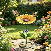 Bains pour oiseaux en métal résistants aux intempéries et imperméables en forme d'animaux avec piquet métallique pour la décoration de jardin extérieur, cour et pelouse