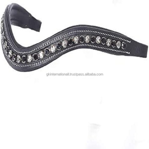 Bandes de sourcils en cuir, bandes de sourcils de bride, cristaux noirs et blancs, meilleure qualité, toutes tailles - Product Image 1