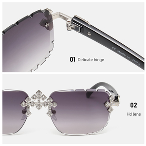 Kenbo 2025 New Arrival không có vành vuông Sunglasses Bling kim cương kim loại khung New phong cách thời trang dành cho nam giới và phụ nữ - Product Image 3