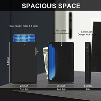 Dompet Kartu Kredit Pendek Unisex Anti RFID dari Aluminium dengan Mekanisme Pop Up, Penutup Tombol, dan Lapisan Kulit