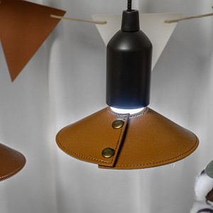 Japanese and Korean style outdoor camping PU leather lampshade tent <b>spotlight</b> street light rainproof lamp cover home atmosphere - Product Image 1