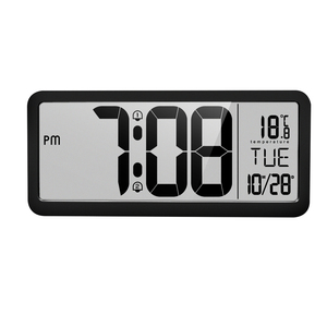 Digital <strong>wall</strong> <strong>clock</strong> large square with indoor outdoor temperature color alarm <strong>clock</strong> - Product Image 1